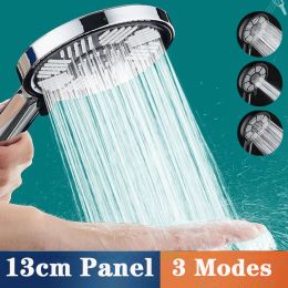 Set 13 CM Big Panel Large Flow Supercharge Shower Head 3 Modes High Pressure Spray Nozzle Eco Rainfall Shower Bathroom Accessories