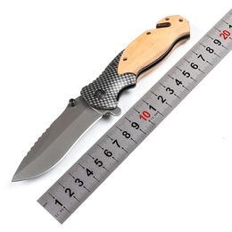 Pocket Knife 440C Blade X50 Tactical Folding Knife for Outdoor Camping Fishing with Olive Wood Handle