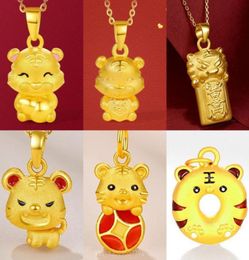 Chains Cute Pendant Zodiac Necklace Chain For Women Collier Gold Plated Jewelry Arcane Pink Y2k Accessories Tiger Year 20229077792