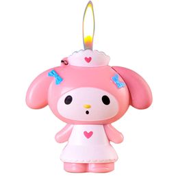 3D Kawaii Melody Lighter Refillable Soft Flame Without Gas Lighter With Chain Necklace