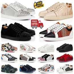 luxury brand Red Bottoms Mens Casual Shoes Womens Fashion Sneakers Designer Shoes Low Black White Cut Leather Splike tripler Vintage Trainers free shipping