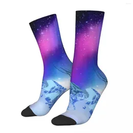 Women Socks Galaxy Mountains Stockings Winter Wonderlights Custom Trendy Spring Non-Slip Men Cycling Quality