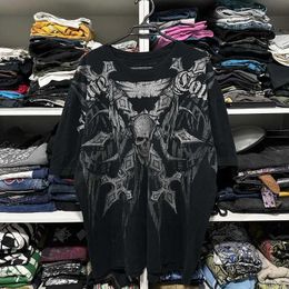 Men's T-Shirts Personalised New Harajuku Retro Hip Hop Skull Pattern Extra Large T-shirt Y2K Short Sleeves Gothic Universal Clothing Street TwearL2404