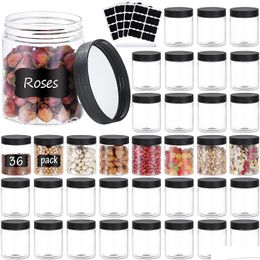 Storage Bottles & Jars 36Pcs 8Oz Plastic With Screw On Lids Pen And Labels Refillable Empty Round Slime Cosmetics Containers For Stori Dhmn8