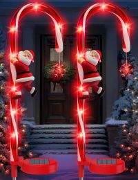 Decorations Christmas LED Solar Christmas Decoration Candy Cane Sign Lights Outdoor Stake Lights For Road Garden Lawn Lights Christmas Gifts