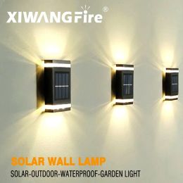 Decorations 6LED Solar Powered Wall Lamp Outdoor Waterproof Light UP and Down Illuminating Garden Yard Decoration Outside Sunlights