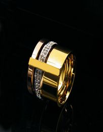 Titanium Stainless Steel Zircon Crystal M Love Rings For Women Men Wedding Jewellery Three Layers Beauty anillos Female spacing 8697444