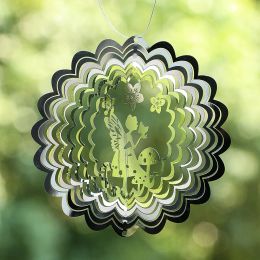 Decorations Fairy Rotating Wind Spinner 3D Mirror Reflection Visual Effect Wind Chimes Pendant Garden Yard Hanging Decoration Bird Deterrent