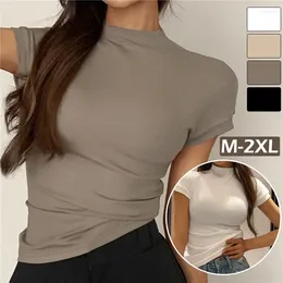 Women's T Shirts 2024 T-shirts Superior Quality Spring/summer Solid Color O Neck Short Sleeve Cotton Slim Fit Ladies Tops Drop