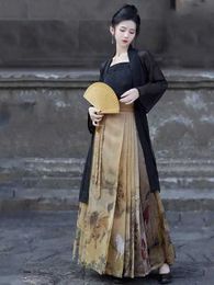 Ethnic Clothing Hanfu Chinese Traditional Clothing Lady Ming Dynasty Dress Women Skirt Chinese Ink And Wash Horse Face Skirt