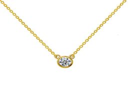 Sal 14K Gold Round Brilliant Cut Hthp Lab Grown Diamond Pendant Necklace för Prent273i2694462