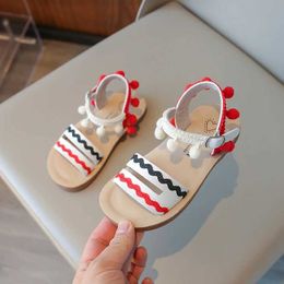 Sandals Girl Sandals Summer Fashion Kids National Style Beach Shoes Children Princess Tassel Flat Sandals Open-toe Causal Hook Loop