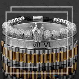 Fashion Designer Bracelet 3pcs/set Imperial Crown King Mens Bracelet Pave CZ Gold Bracelets for Men Luxury Charm Fashion Cuff Bangle Birthday Jewellery 502