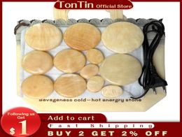 NEW Tontin 16pcsset yellow jade body massage stone beauty salon SPA tool with heating bag 110V or 220V ysgypnls1007802