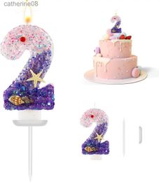 Candles Mermaid Number Candle Sequins Number Candles Numeral Birthday Candles for Cake Candle Cake Topper Mermaid Table Centerpieces d240429