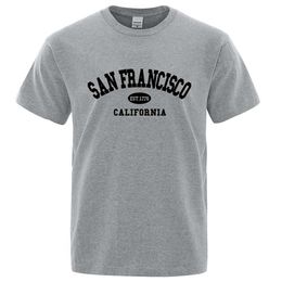 Men's T-Shirts Sanfrancisco Est.1776 California Letter T-Shirts Men Fashion Oversized Tops Summer Tshirt Loose Designer Luxury T Clothing Y240429