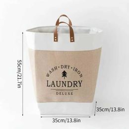 Storage Baskets Cotton Linen Large Laundry Basket Dirty Clothes Sundries Storage Bag Portable Hamper Foldable Toy Bin Storage Organiser Handles