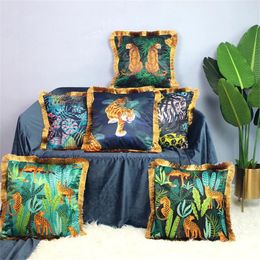 Pillow Vintage Tassels Covers Home Abstract Paintings Livingroom Sofa Bedroom El Car Decorative Throw Cases 2024