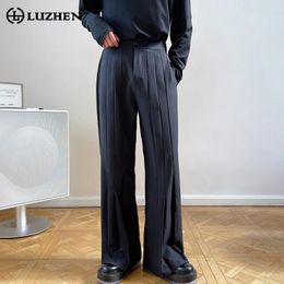 Men's Pants LUZHEN 2024 Spring Pleated Design Stylish Wide Leg Suit Original Personality Trendy Elegant Street Trousers LZ2116