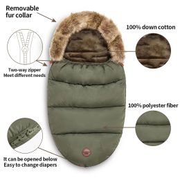 Irons Baby Winter Warm Sleeping Bag Thickened Hair Collar Newborn Baby Cradle Bag Thickened Warm Out Stroller Seat Detachable 03Years