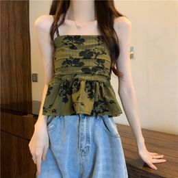 Tank Camisole High Street Vacation Fashion Girls Backless Sexy Women s Off Shoulder Summer sweet Causal Black Top 240419