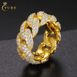 Pass Diamond Tester Moissanite Cuban Ring Wholesale Price Gold Plated 925 Sterling Silver Iced Out Hip Hop Jewelry for Men