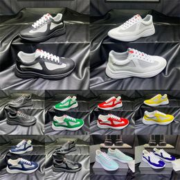 Designer Shoes For Mens Womens America's Cup Casual Shoes Patent Leather Flat Trainers Downtown Low Top Sneaker green black Gym Runner Jogging Sports shoes