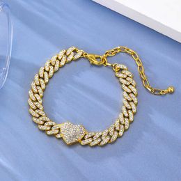 Ladies Gold Fashion Love Diamond Cuban Chains and Feet with Personality Versatility Hip Hop