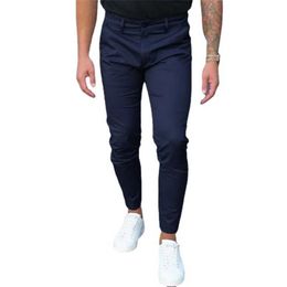 Men's Pants European and American mens solid Colour tight pocket zipper business casual slim fit leggings J240429
