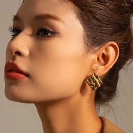 Stud Earrings Uworld Stainless Steel Metal Edge Curl Trendy Personality Big 2024 Statement Stylish Waterproof Jewellery Women