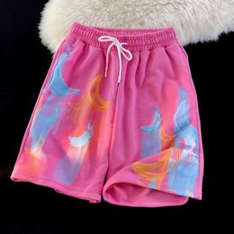 Fashion Brand Colourful Moon Printed Casual Shorts for Men Women in Summer, Loose Fitting Couple, womens summer dresses