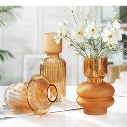 Vases Transparent Glass Vase Creative Hydroponics Flower Pots Desk Decoration Artificial Flowers Decorative Floral Arrangement