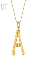U7 Big Letters Bamboo Pendant Initial Necklaces for Women with 22 Ch287c6665121
