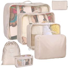 Storage Bags Luggage Organizers With Shoe Bag Packing Cubes For Travel Cosmetics Compression Cells Wearable Waterproof