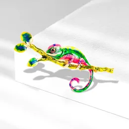 Brooches Hand Drawn Enamel Colour Dripping Oil Brooch Personality Creativity Chameleon Pins For Women Men Coat Accessories Badges