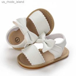 Sandaler sommar babyskor söt tjej båge prinsessan sandaler pu läder öppen tå mjuka promenadskor240429