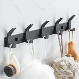 Modern Hanging Hooks For Wall Aluminium Black Towel Holder Bathroom Door Clothe Hanger Coat Rack Wall Mounted 240419