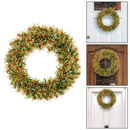 Decorative Flowers 40CM Spring Berry Garland Rattan Wreath Artificial Flower Door Hang Easter Home Shopping Mall Wedding Decoration