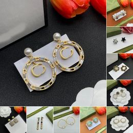 Designer Earrings For Woman Classic Bee Star Letter G Charm Crystal Pearl Circle Dangle Hoop Earrings 18K Gold 925 Silver Plated Ear Stud Drop Party Fashion Jewelry