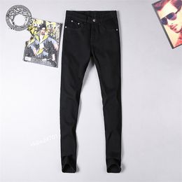 Causal Men Jeans New Fashion Mens Stylist Black Blue Skinny Ripped Destroyed Stretch Slim Fit Hip Hop Pants top quality B5