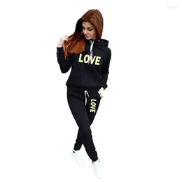 Women's Two Piece Pants Fashion Tracksuits LOVE Classic Logo Printed Spring Autumn Ladies Hooded Sweatshirts Long 2 PCS Outfits