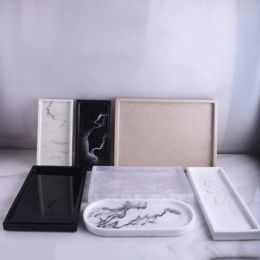 Set Rectangular Tray Marble Texture Resin Bathroom Accessories Jewelry Storage Plate Soap Dispenser Plallet Kithen Dish Holder