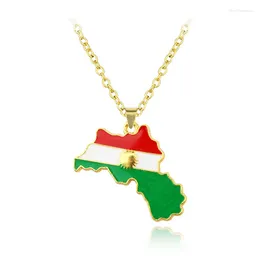 Pendant Necklaces Colourful Map Necklace Kurdistan Maps Jewellery For Women Men Fashion Gift Anniversary