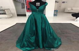 Elegant Evening Dresses Long 2020 New High Quality Emerald Green Satin VNeck Cheap Long Formal Party Gowns 1814819072