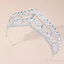 Hair Clips Rhinestone Silver Color Tiaras And Crowns For Wedding Bride Party Crystal Diadems Head Ornaments Fashion Accessories