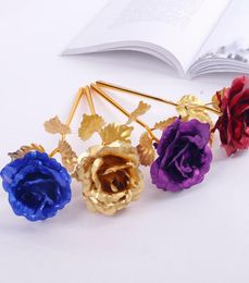 Gold Foil Rose Flower Artificial Rose Flower Golden Rose Handmade Dipped Long Stem Lovers Wedding Gift Valentine Romantic Flowers 2581203