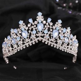 Tiaras barocchi barocchi di lusso Opal Crown Bridal Wedding Hair Accessori eleganti Queen New Crystal Tiaras Diadem Girl Dress Candide