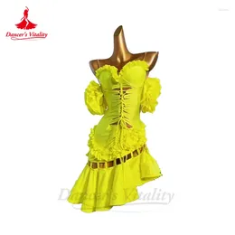 Stage Wear Latin Practise Dress For Women Spandex Flower Rumba Chacha Tango Performance Competiton Costume Custom Adult Child Dresses