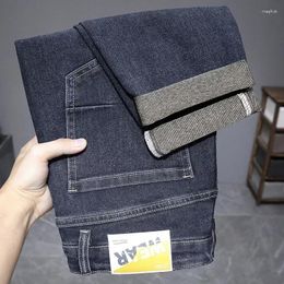 Men's Jeans Fashion Autumn Winter Stretch Classic Cotton Comfortable Straight Pants Male Brand Casual Denim Trousers Blue Black