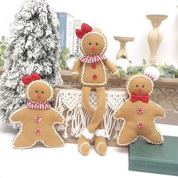 Dried Flowers Christmas Decoration Large Gingerbread Man Wooden For Home Plush Doll Xmas Tree Hanging Ornament Pendant Kid Gift New Year Decor